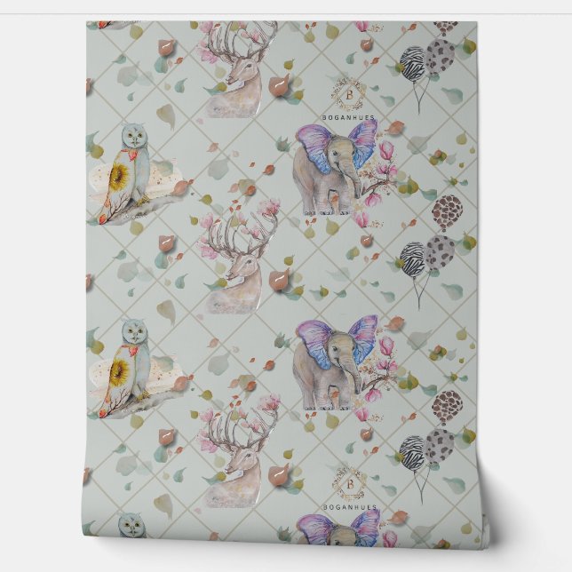 Papel Pintado Sala de niños temáticos de Woodland (Desenrollar)