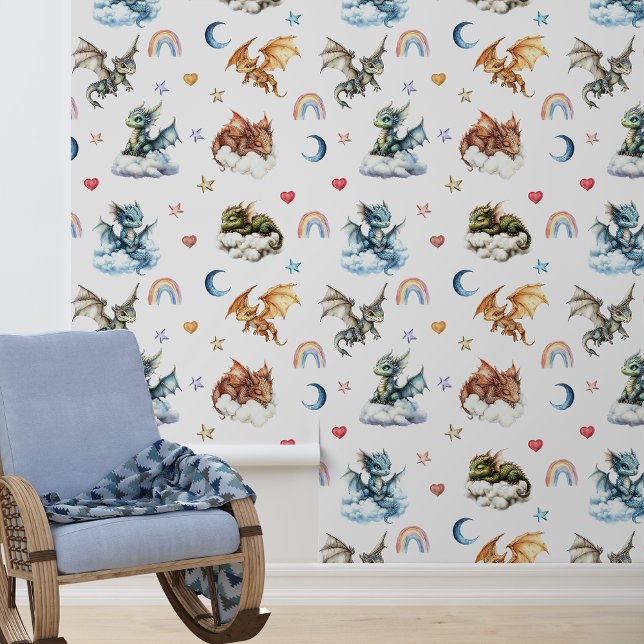 Papel Pintado Sala para niños con sueño de bebé Dragón (Subido por el creador)