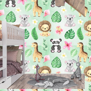 Papel Pintado Sala y zona de juegos para niños con animales de b