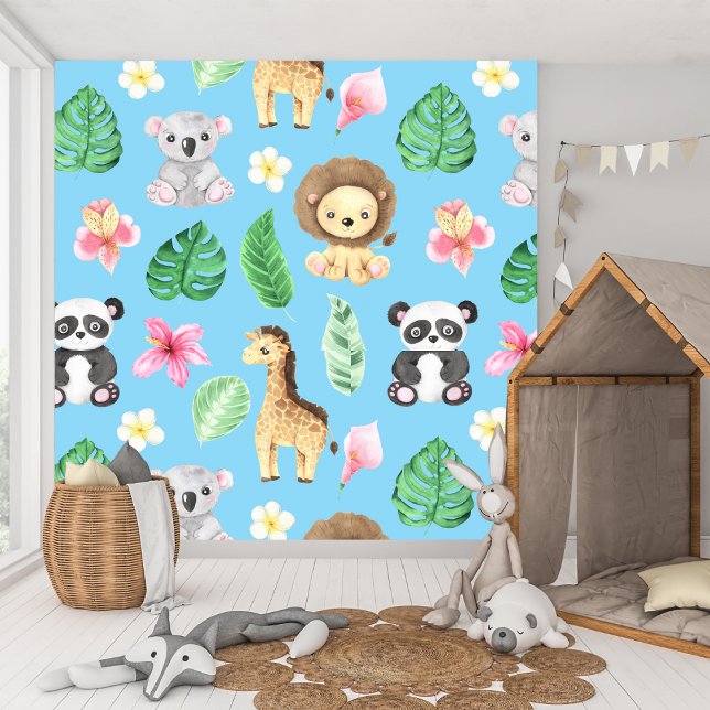 Papel Pintado Sala y zona de juegos para niños con animales de b (Subido por el creador)