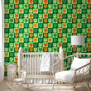 Papel Pintado Salón de guardería infantil Green Shamrock St Patr