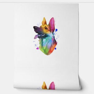 Papel Pintado Salpicadura de pintura acuarela arcoíris de pastor