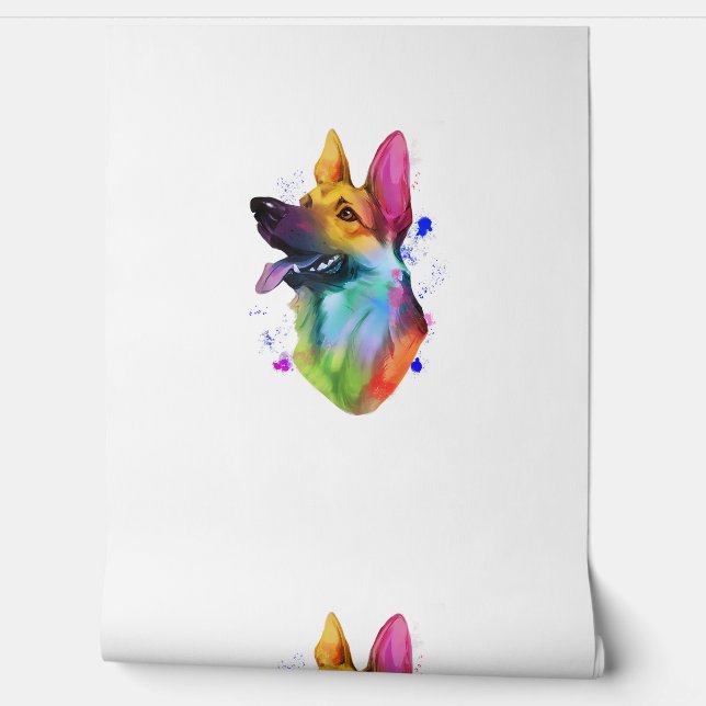 Papel Pintado Salpicadura de pintura acuarela arcoíris de pastor (Desenrollar)