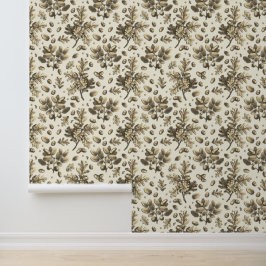 Papel Pintado Saltos de roble marrón añejo botánico en torno al 