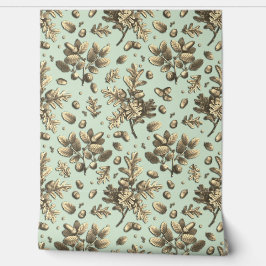 Papel Pintado Saltos de roble marrón añejo botánico salteado de 