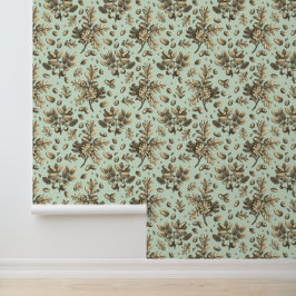 Papel Pintado Saltos de roble marrón añejo botánico salteado de 