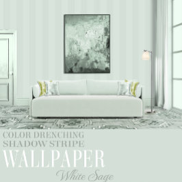 Papel Pintado Salvia Blanca de Seis Pulgadas con Franja Verde de