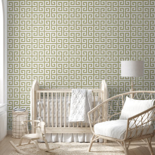 Papel Pintado Salvia seca y llave griega blanca
