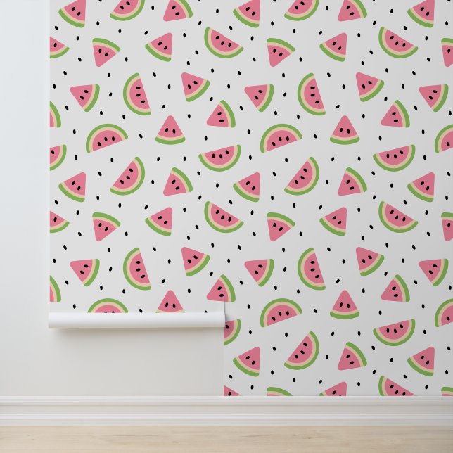 Papel Pintado sandías rosas, semillas de sandía, patrón de veran (Solicitud)