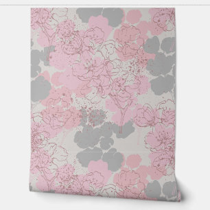 Papel Pintado Sangre de rubor Resumen Paisaje Floral