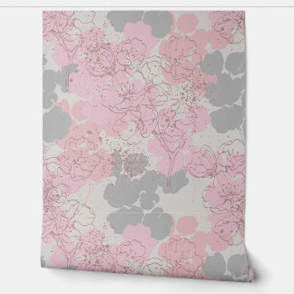 Papel Pintado Sangre de rubor Resumen Paisaje Floral