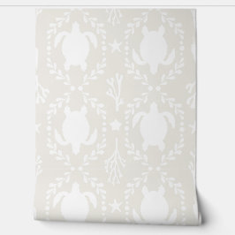 Papel Pintado Sea Turtles and Starfish Coastal in Light Beige