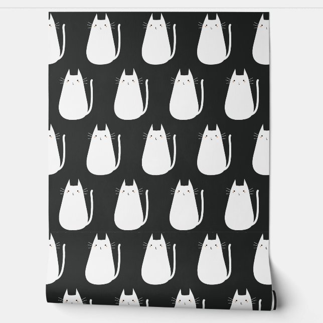 Papel Pintado Seamless minimalist vector pattern of funny white  (Desenrollar)