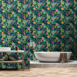 Papel Pintado Selva Hibiscus Monstera