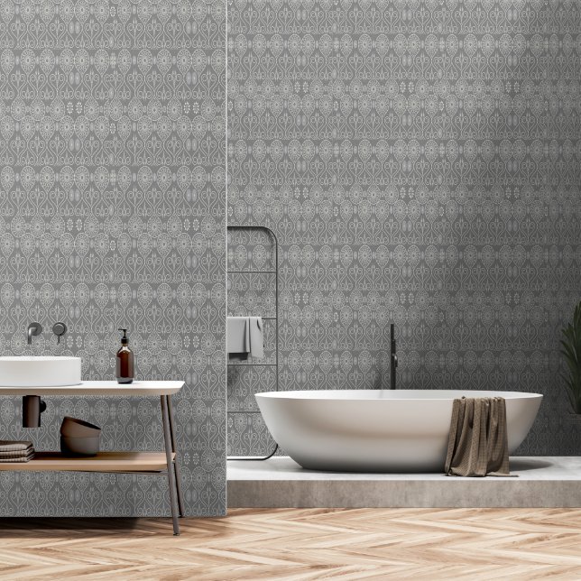 Papel Pintado Semillas de pulpo textil fibroso gris (Baño)