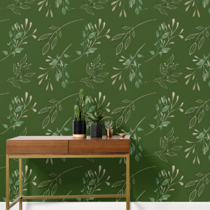 Papel Pintado Sencilla elegancia moderna deja un verde oscuro