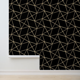 Papel Pintado Sencilla Geométrica Moderna, Deco Clásico Negro Y
