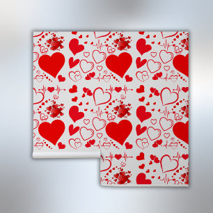 Papel Pintado Sencillo Corazón Rojo Amor Romántico Sobre Blanco