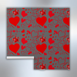 Papel Pintado Sencillo Corazón Rojo Amor Romántico Sobre El Carb