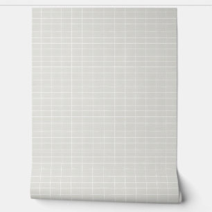 Papel Pintado Sencillo patrón de cuadrícula blanca en gris claro
