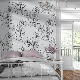 Papel Pintado Sencillo y moderno patrón de Boho Floral Gris clar