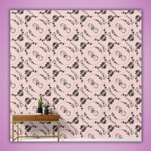 Papel Pintado Sencillos corazones negros, florales, infinitos en