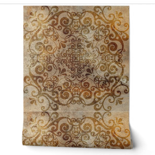 Papel Pintado Sepia marrón vintage Ornate Tile