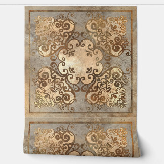 Papel Pintado Sepia marrón vintage Ornate Tile 1