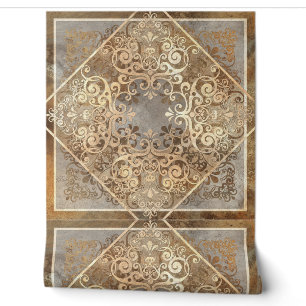 Papel Pintado Sepia marrón vintage Ornate Tile 2
