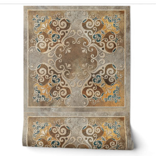 Papel Pintado Sepia marrón vintage Ornate Tile 3
