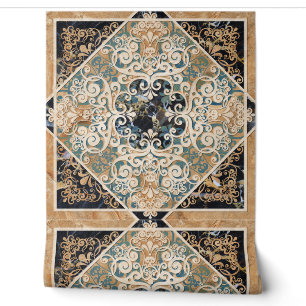 Papel Pintado Sepia marrón vintage Ornate Tile 6