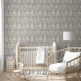 Papel Pintado Serenata Botánica Silueta Botánica Moderna Beige