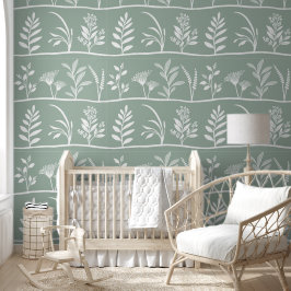 Papel Pintado Serenata Botánica Suave Salvia Siluetas Minimalist