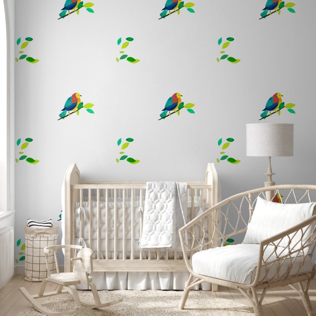 Papel Pintado Serenata cromática: Pájaro en rama  (Niños)