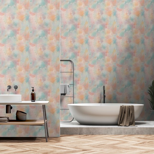 Papel Pintado Serene Elegance: la acuarela Pastel (Baño)
