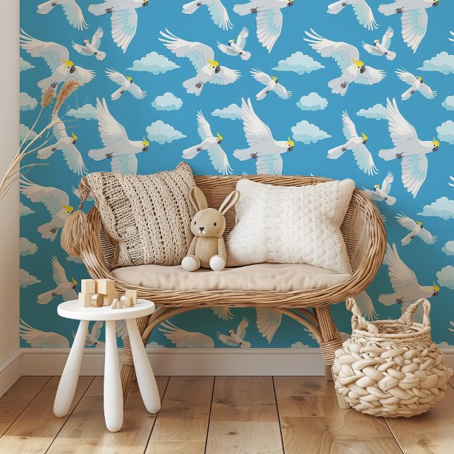 Papel Pintado Serene Sky Cockatoos: El vuelo caprichoso (Subido por el creador)