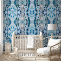 Serene symmetric ice blue L-size abstract pattern