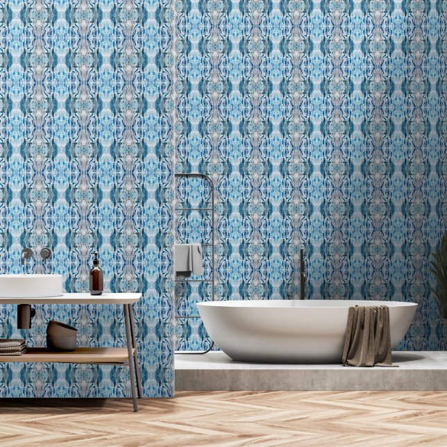 Papel Pintado Serene symmetric ice blue M-size abstract pattern (Baño)