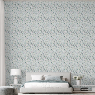 Papel Pintado Serene Teal & Sage Leaves