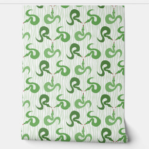 Papel Pintado Serpientes y rayas en verde