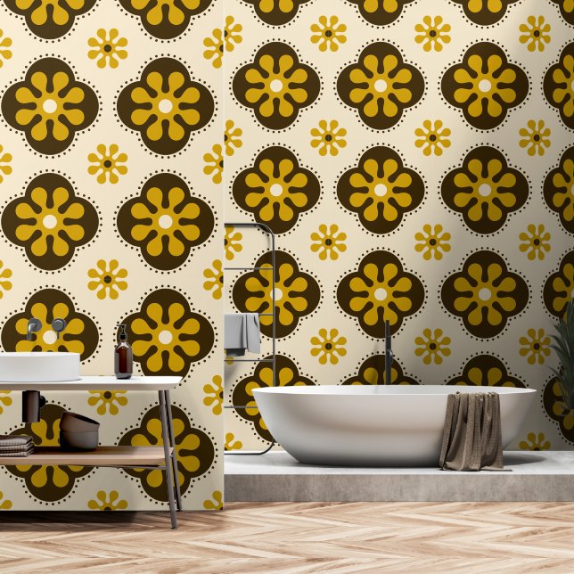 Papel Pintado Seventis Patrón de flores de mod Fondo de escritor (Baño)