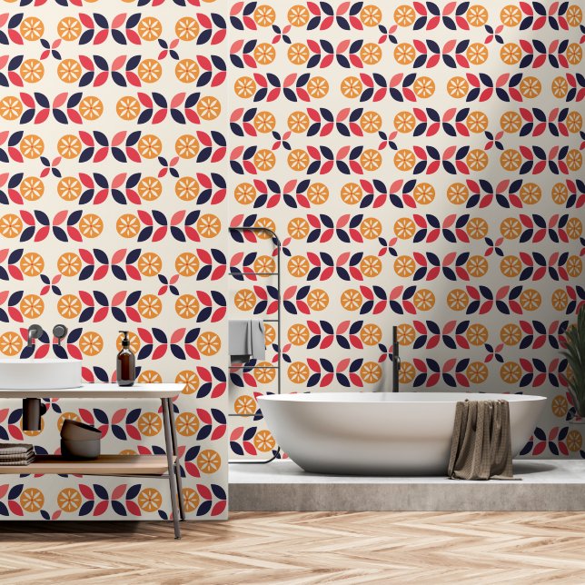 Papel Pintado Seventis Patrón de flores de mod Fondo de escritor (Baño)