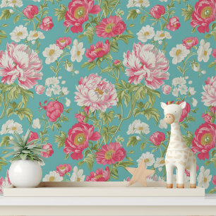 Papel Pintado Shabby Chic Rosa Floral Pega y Despega
