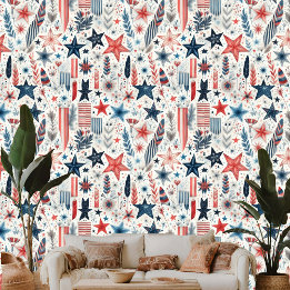 Papel Pintado Shabby Chic Star Feathers Pastel Boho Art Theme