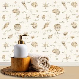 Papel Pintado Shells Starfish Sun Fun Textos Sandstone ID918