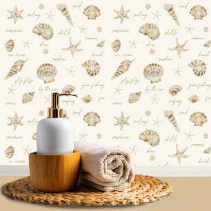 Papel Pintado Shells Starfish Sun Fun Textos Sandstone ID918
