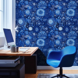Papel Pintado Shibori Botánico Azul
