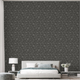 Papel Pintado Sihouette botánica floral de color gris minimalist