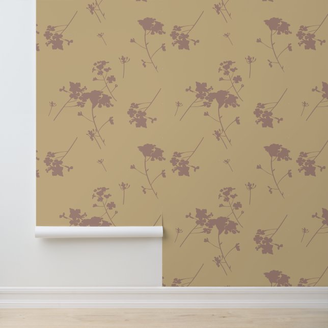 Papel Pintado Silhouettes de flores rojas profundas (Solicitud)