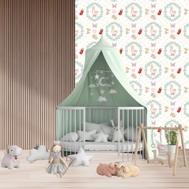 Papel Pintado Silly Goose Cute Geese Pink Hears Baby Girl (Subido por el creador)